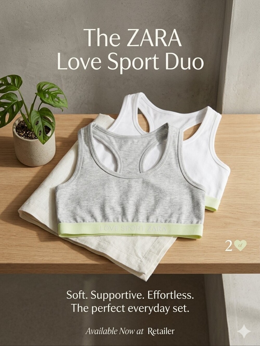 ZARA Set of 2 Girls Zara Love Sport Bras